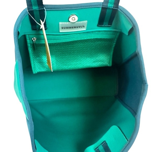 SUMMERSALT Neoprene Tote Colorblock Green Teal Carryall Beach Gym Bag NWT - Picture 11 of 11